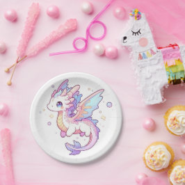 Plato De Papel Whimsical Pastel Dragon Baby Shower