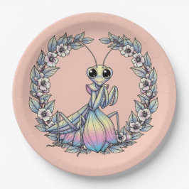 Plato De Papel Whimsical Praying Mantis And Mountain Laurel Bloss