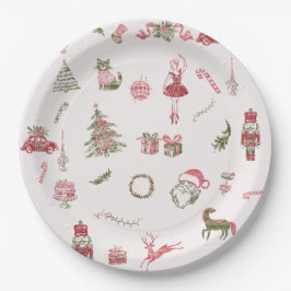 Plato De Papel Whimsical Red Christmas Baby Shower Paper Plates