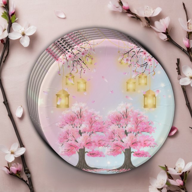 Plato De Papel Whimsical Sakura Cherry Blossom Tree Baby Shower (Subido por el creador)