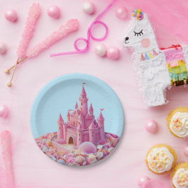 Plato De Papel Whimsical Shoreline Castle