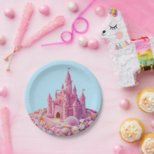 Plato De Papel Whimsical Shoreline Castle