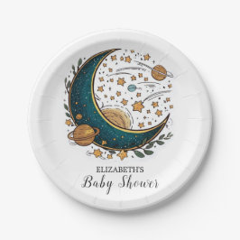 Plato De Papel Whimsical Space Stars Baby Shower