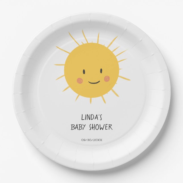 Plato De Papel Whimsical Sun Baby Shower (Anverso)