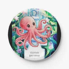 Plato De Papel Whimsical Under the Sea Octopus Birthday