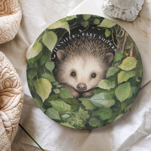 Plato De Papel Whimsical Watercolor Baby Hedgehog Baby Shower (Subido por el creador)
