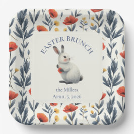 Plato De Papel Whimsical Watercolor Bunny Meadow Easter Brunch