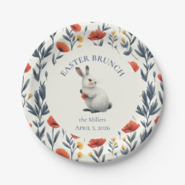 Plato De Papel Whimsical Watercolor Bunny Meadow Easter Brunch