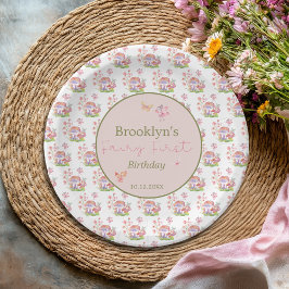 Plato De Papel Whimsical Watercolor Mushroom Fairy First Birday