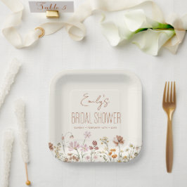 Plato De Papel Whimsical Wildflower Boho Bridal Shower En Bloom