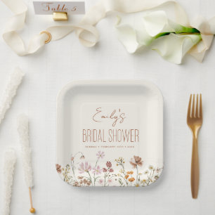 Plato De Papel Whimsical Wildflower Boho Bridal Shower En Bloom