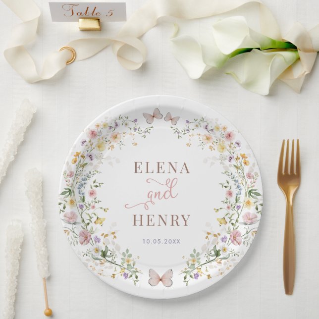 Plato De Papel Whimsical Wildflower Fairytale Boda Jardín (Boda)