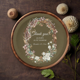 Plato De Papel Whimsical Woodland Floral Photo Baby Shower