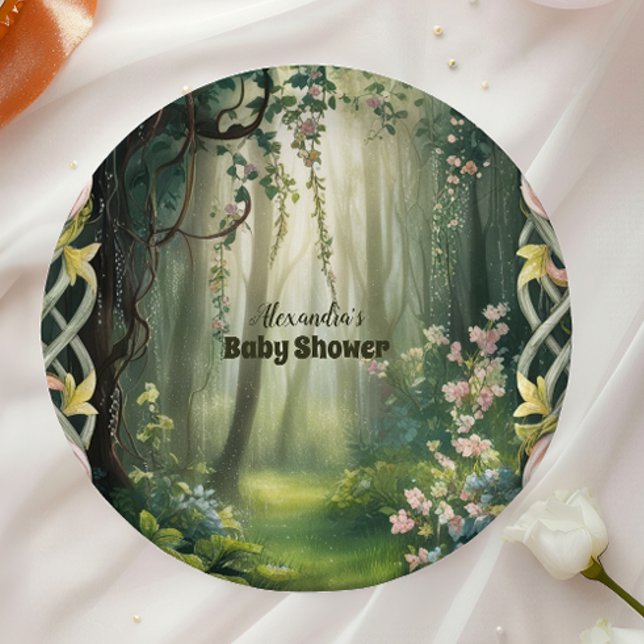 Plato De Papel Whimsical Woodland Forest Baby Shower (Subido por el creador)