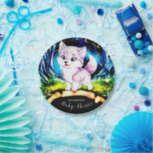 Plato De Papel Whimsical Woodland Wolf Baby Shower