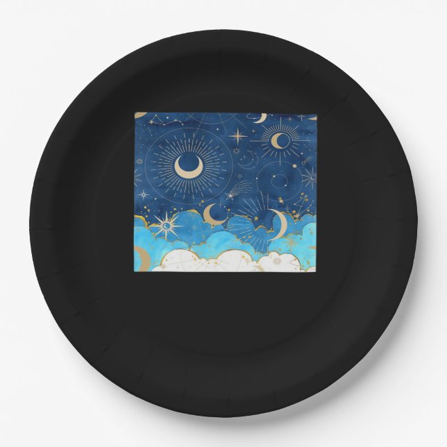 Plato De Papel Whimsigoth Clouds Sun Moon WitchClassic (Anverso)
