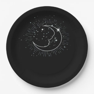 Plato De Papel Whimsigoth Starry Night Moon WitchClassic