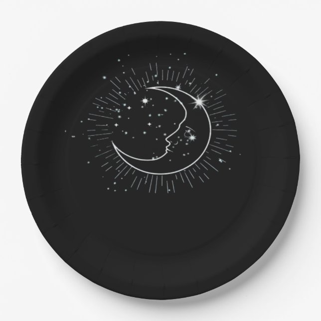 Plato De Papel Whimsigoth Starry Night Moon WitchClassic (Anverso)