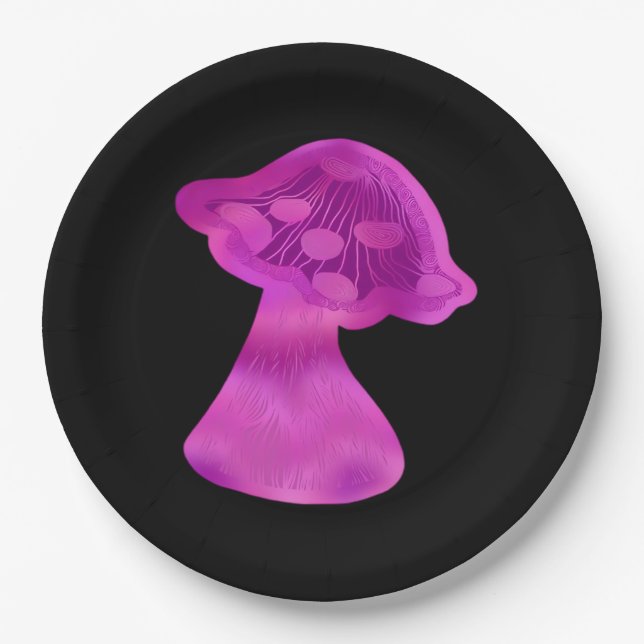 Plato De Papel Whimsigoth Zen Pattern Mushroom (Anverso)