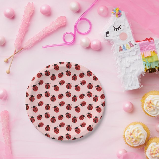 Plato De Papel Whimybug Pattern on Pink (Fiesta)