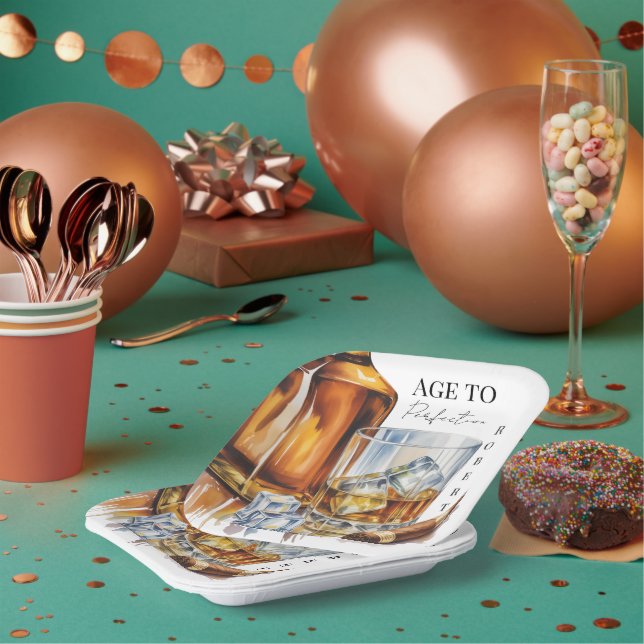 Plato De Papel Whiskey and Cigar Men’s Birthday Party (Multi)
