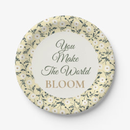 Plato De Papel Whispering Meadow - Butter Yellow Floral Border