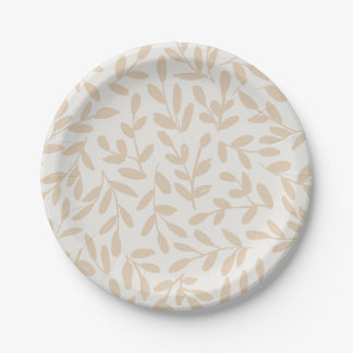 Plato De Papel Whisperleaf-Subtle Botanical In Cream & Beige