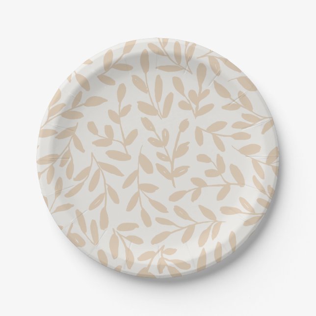 Plato De Papel Whisperleaf-Subtle Botanical In Cream & Beige (Anverso)