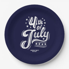 Plato De Papel White &Blue independence Day BBQ Party