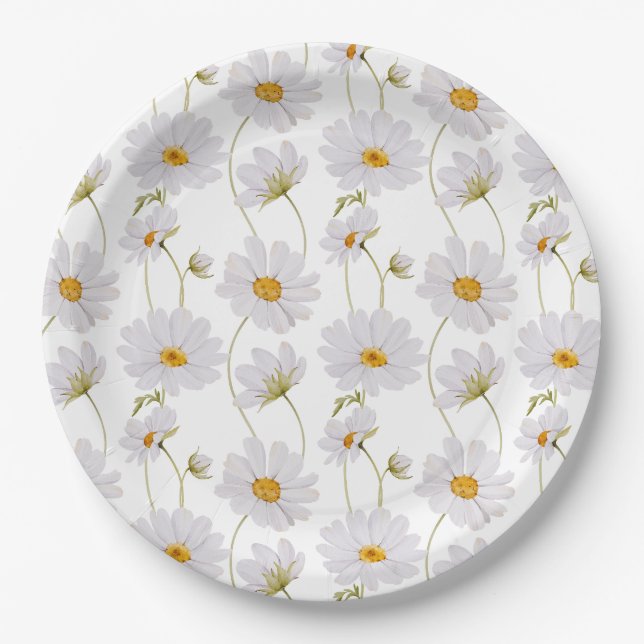Plato De Papel White Daisy (Anverso)