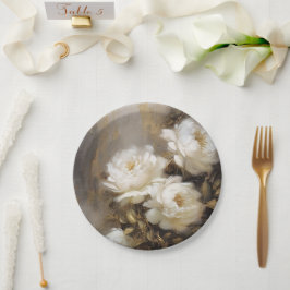 Plato De Papel white flowers
