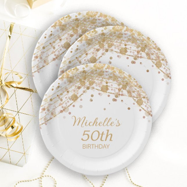 Plato De Papel White Gold Purpurina String Lights (Subido por el creador)