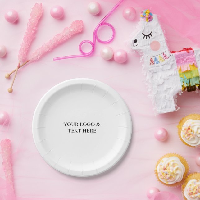 Plato De Papel White Personalized – Your Logo & Text Here (Fiesta)