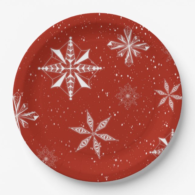 Plato De Papel White Snow on. Red Canvas  (Anverso)