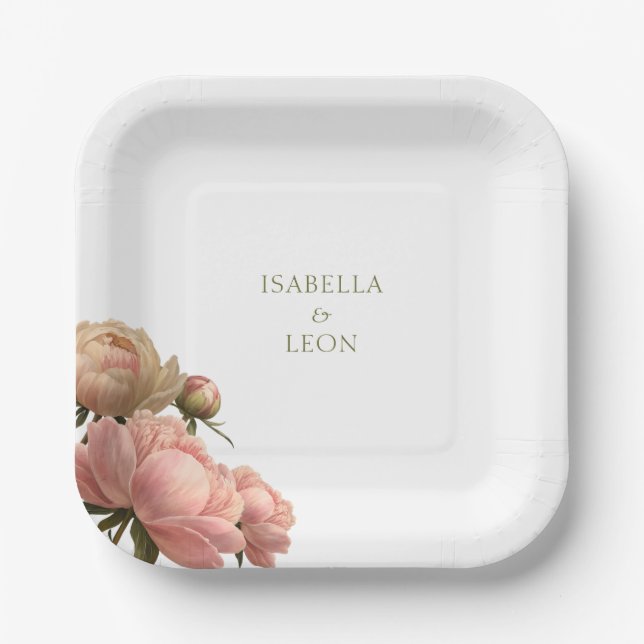 Plato De Papel White | Trendy Vintage Rose Wedding  (Anverso)