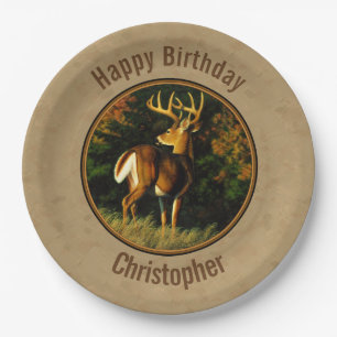 Plato De Papel Whitetail Buck Deer Hunting Tan