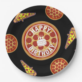 Plato De Papel Whole Pizza Happy Birthday Party Design