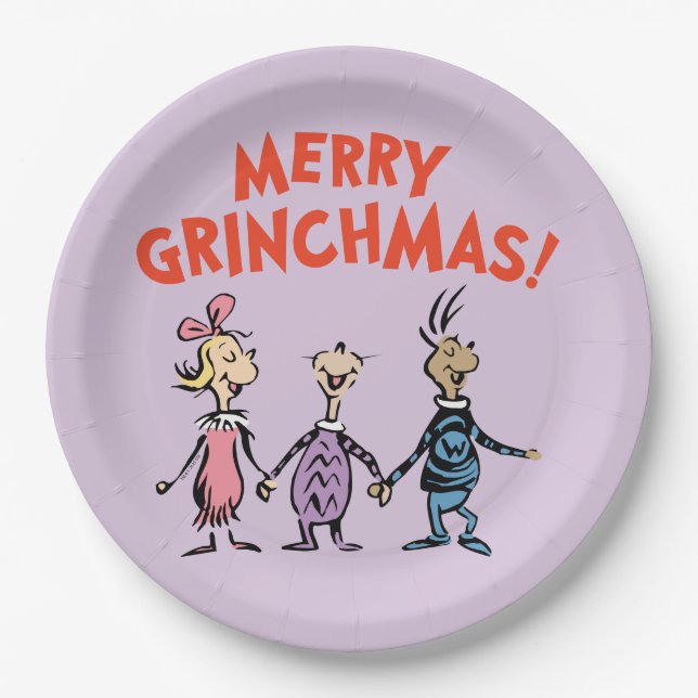 Plato De Papel Whos Holding Hands Merry Grinchmas (Anverso)
