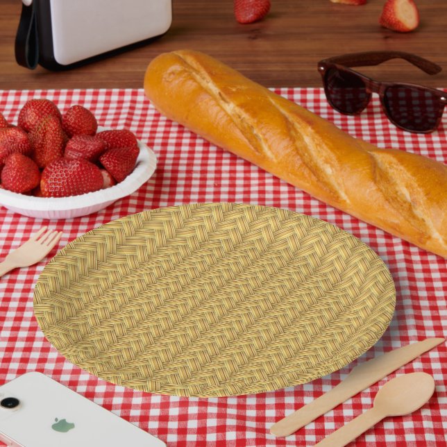 Plato De Papel Wicker Basket Weave Seamless (Picnic)
