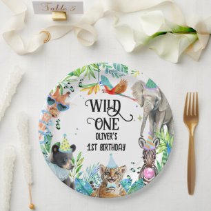 Plato De Papel Wil Birthday Safari Animals