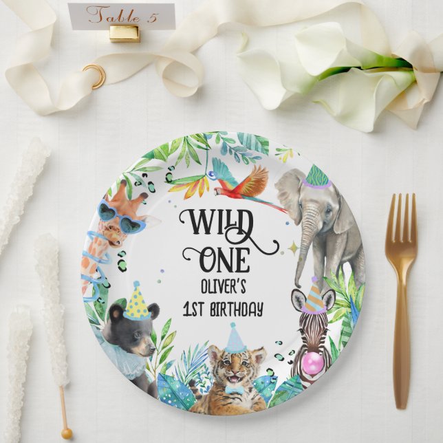 Plato De Papel Wil Birthday Safari Animals (Boda)