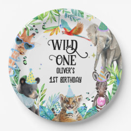 Plato De Papel Wil Birthday Safari Animals