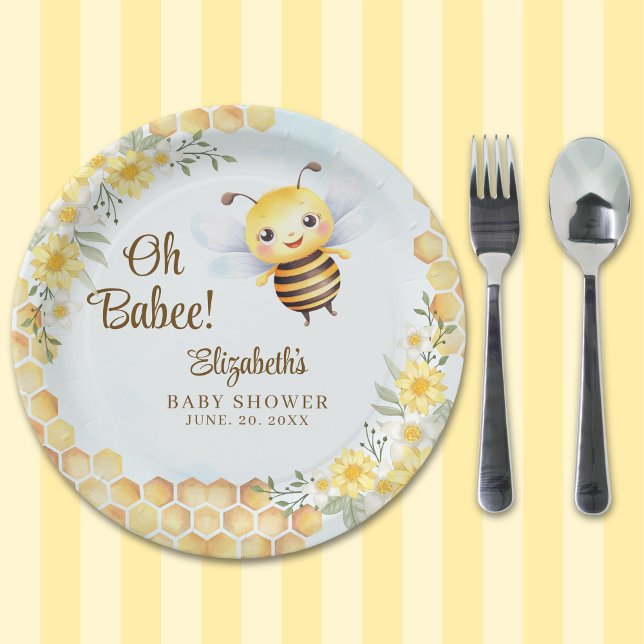Plato De Papel Wild Bee Baby shower Gender Neutral (Subido por el creador)
