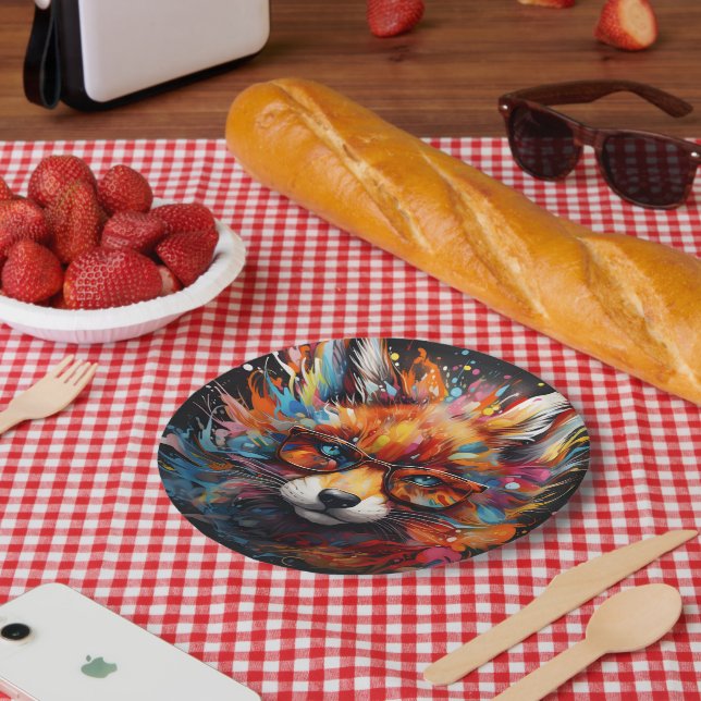 Plato De Papel Wild Free Abstract Pop Fox (Picnic)