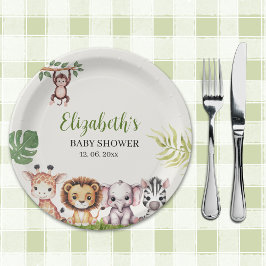 Plato De Papel Wild Jungle Animals Baby Shower