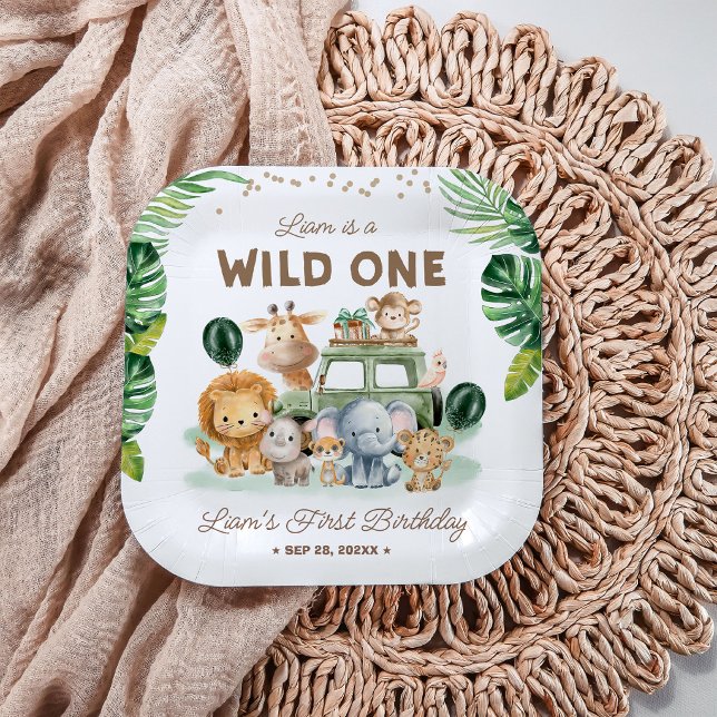 Plato De Papel Wild One 1st Birthday Safari Animals (Subido por el creador)
