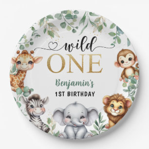 Plato De Papel Wild One Animales de la Selva Safari 1º cumpleañ