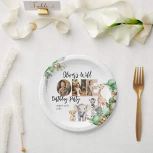 Plato De Papel Wild One Birthday Safari Animal Photo