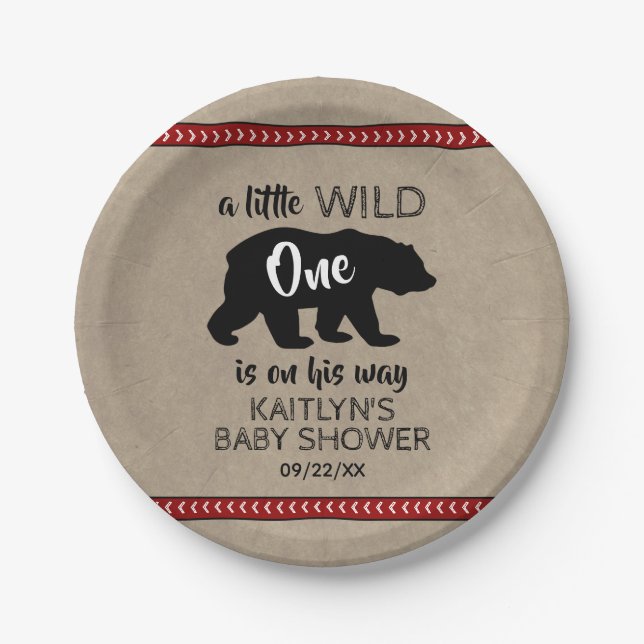 Plato De Papel Wild One Boys Baby Shower (Anverso)