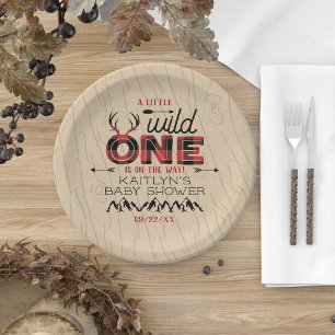 Plato De Papel Wild One Boys Rustic Plaid Lumberjack Baby Shower